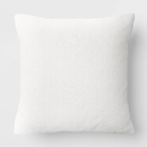 Threshold Quilted White Velvet Square Throw Pillow